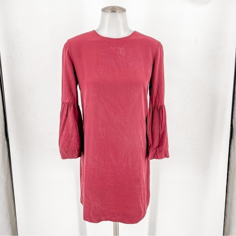 Elizabeth and James burgundy bell sleeve dress